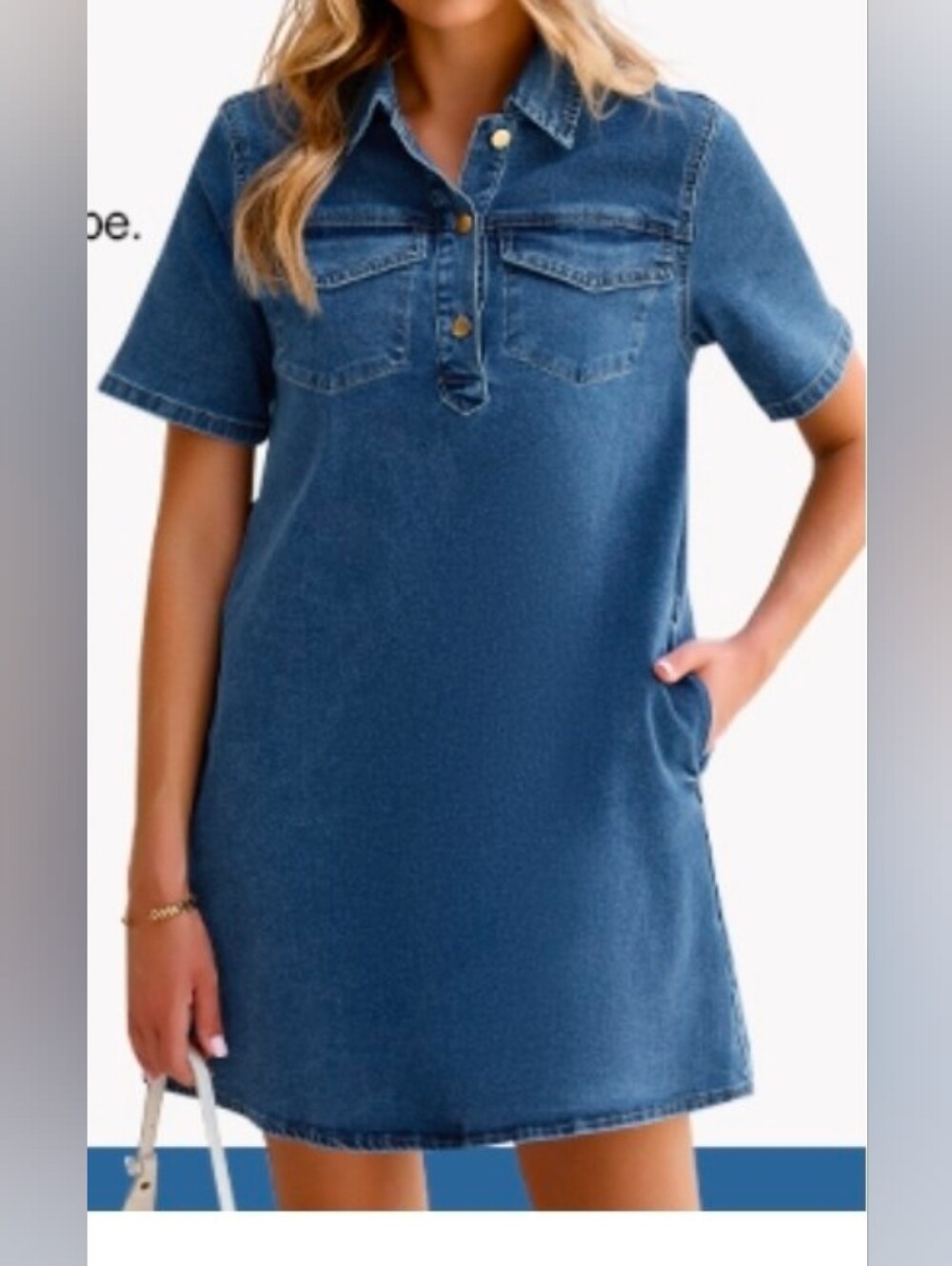 Imily Bela Denim Polo Shirt Dress - Washed Blue